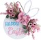 16" Spring Pink Flower Wreath with Happy Easter Sign – Front Door & Wall Decor
